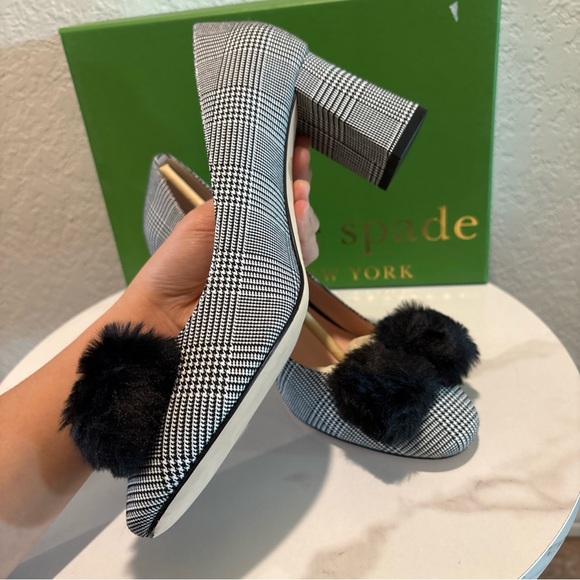 Kate Spade Plaid Heels with Black Bow - Picture 8 of 10